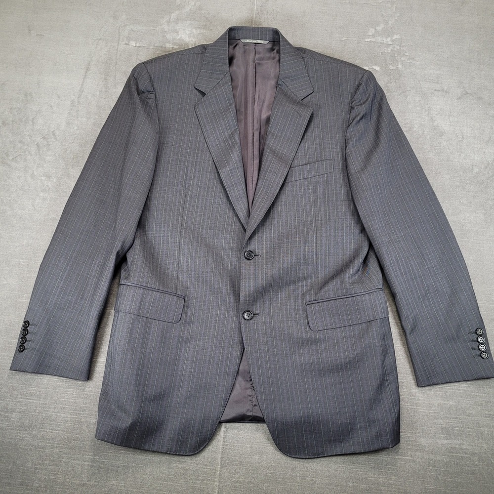 Canali Men's Gray Pinstripe Suit Jacket Blazer 50R 2‎ Button Made Italy